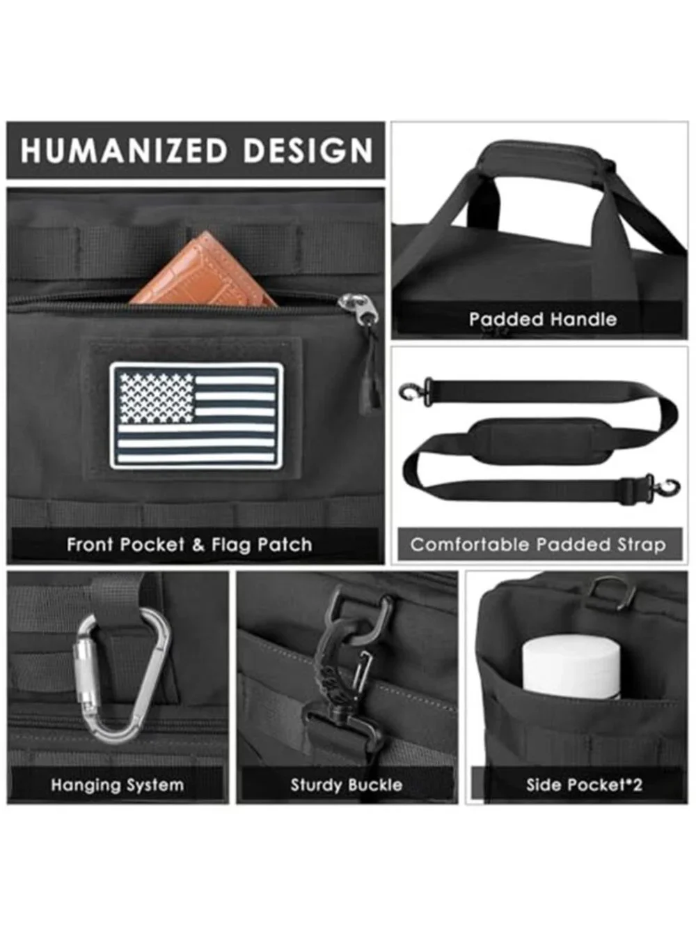 Men's Gym Bag Tactical Travel Duffle Bag with Toiletry Bag and Shoe Compartment